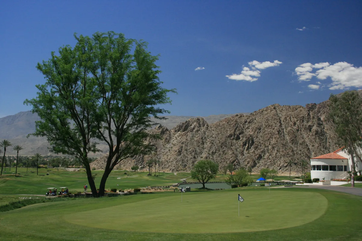 Golf course and mountains in La Quinta